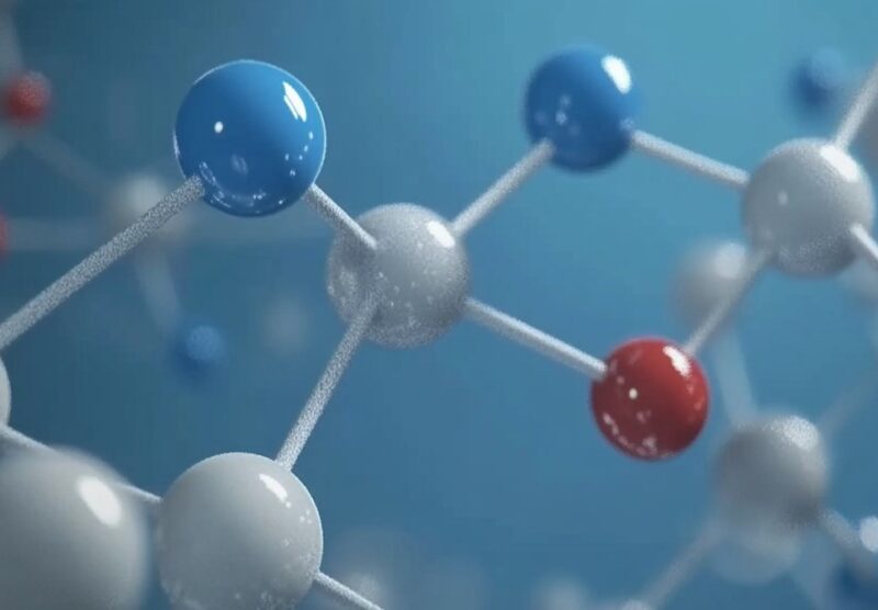 A tool-shaded, gray and white model of a molecule.