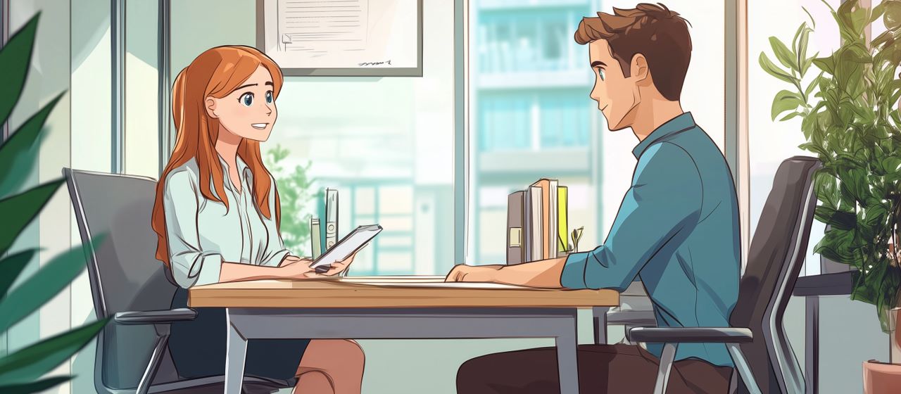 An interview situation between HR and a new job applicant