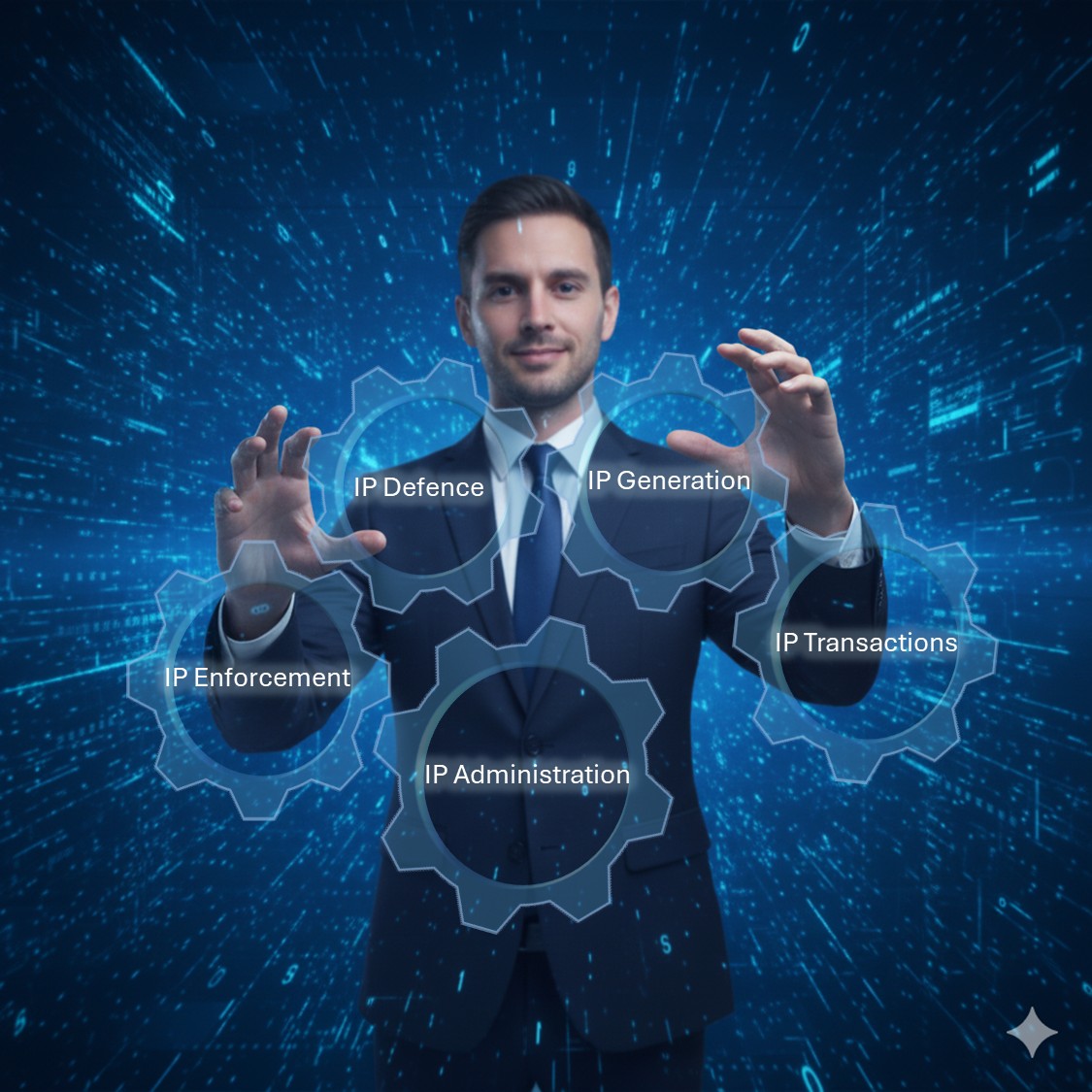 Holographic gears that mesh together and are labelled with different IP processes