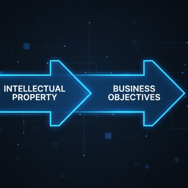 Two aligned arrows, indicating IP and business objectives.