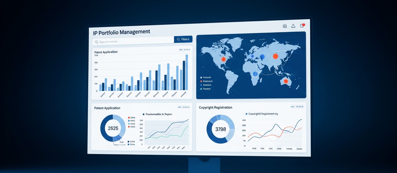 A screen with IP portfolio management data.